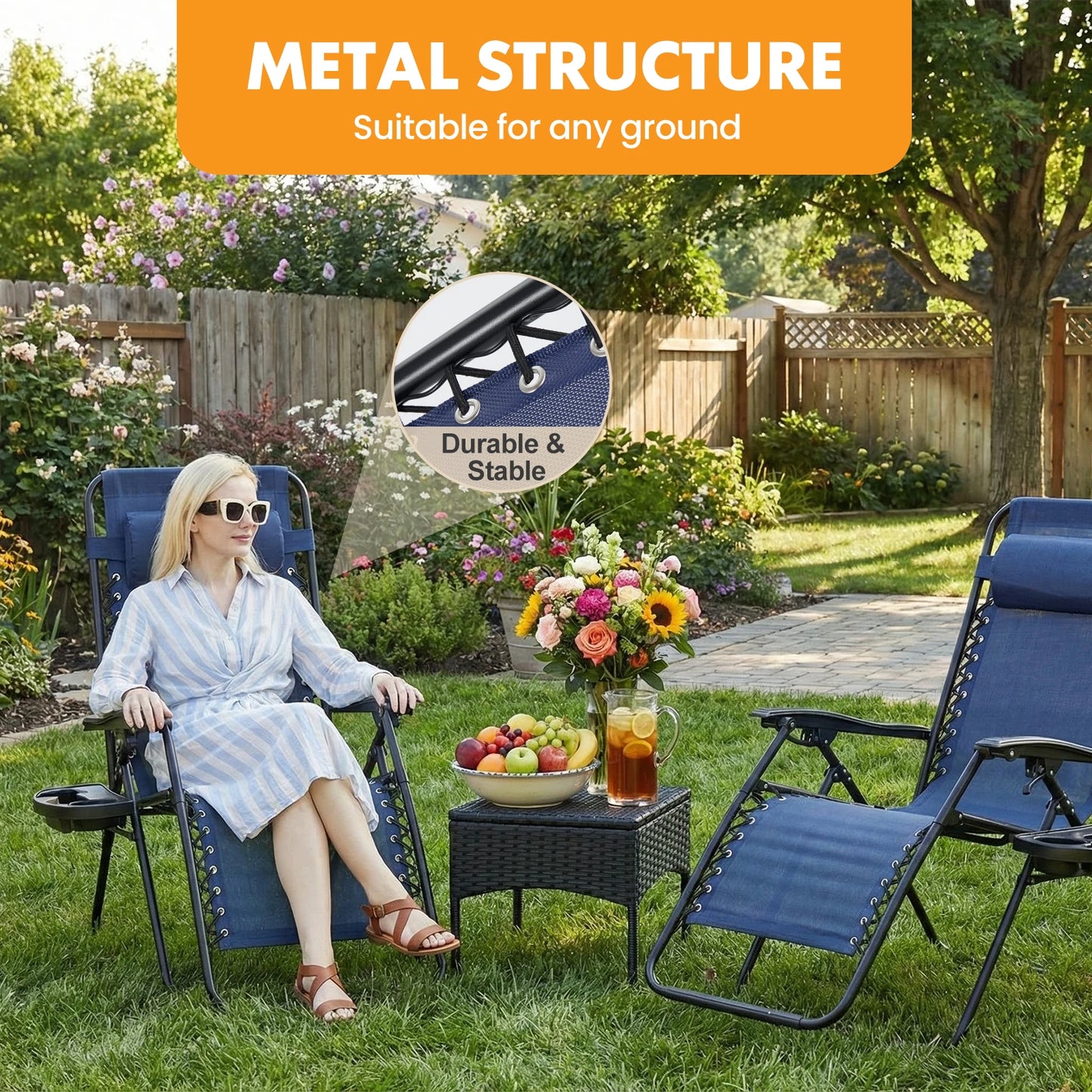 Outdoor Zero Gravity Chairs Set Of 2 Folding Recliners
