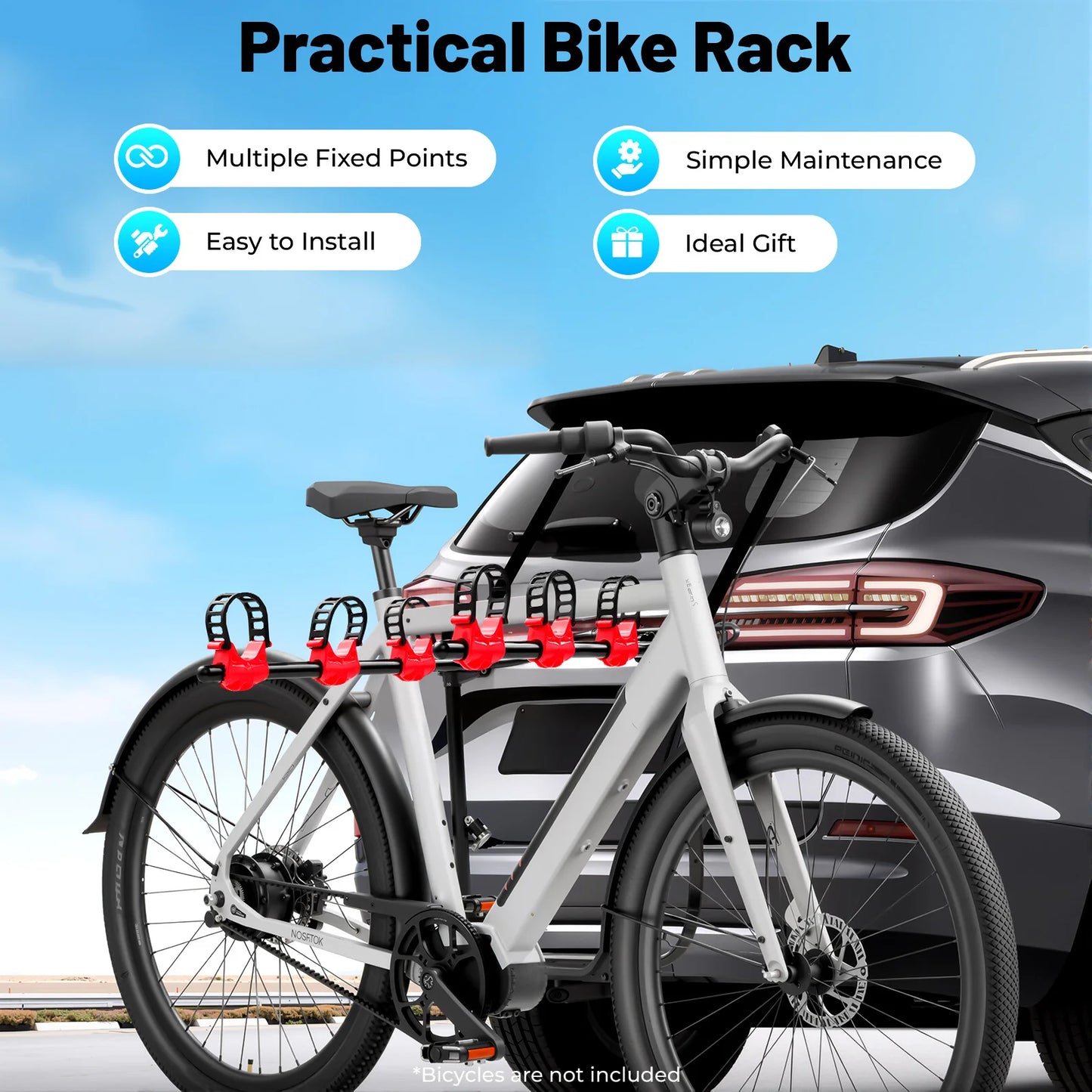 Foldable Car Bike Rack Trunk Mounted Carrier For Three Bicycles
