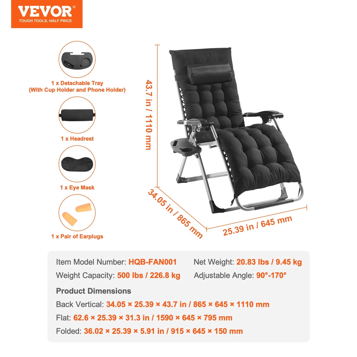 SucceBuy Zero Gravity Chair Outdoor Recliner With Cupholder