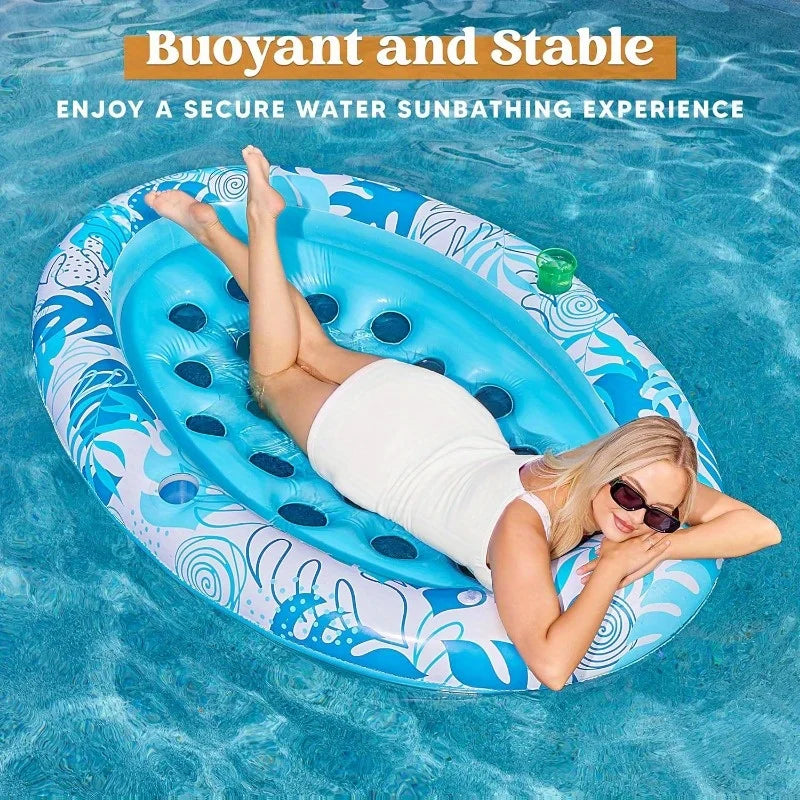 Joyfy Inflatable Pool Float Lounger With Removable Head Support