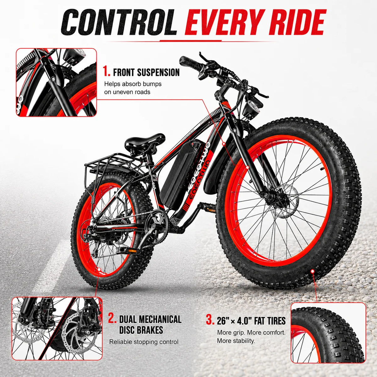EOEOTWO 1500W Fat Tire Electric Bike Adult All Terrain Commuter