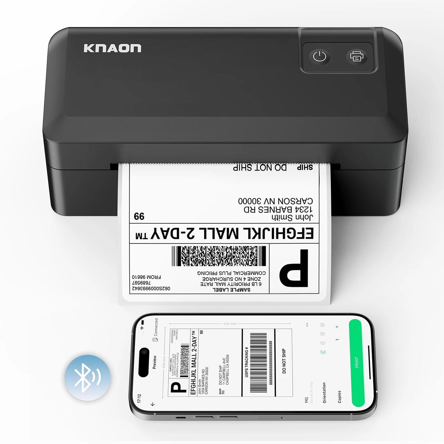 Knaon Thermal Label Printer Bluetooth For iPhone Android Windows Mac