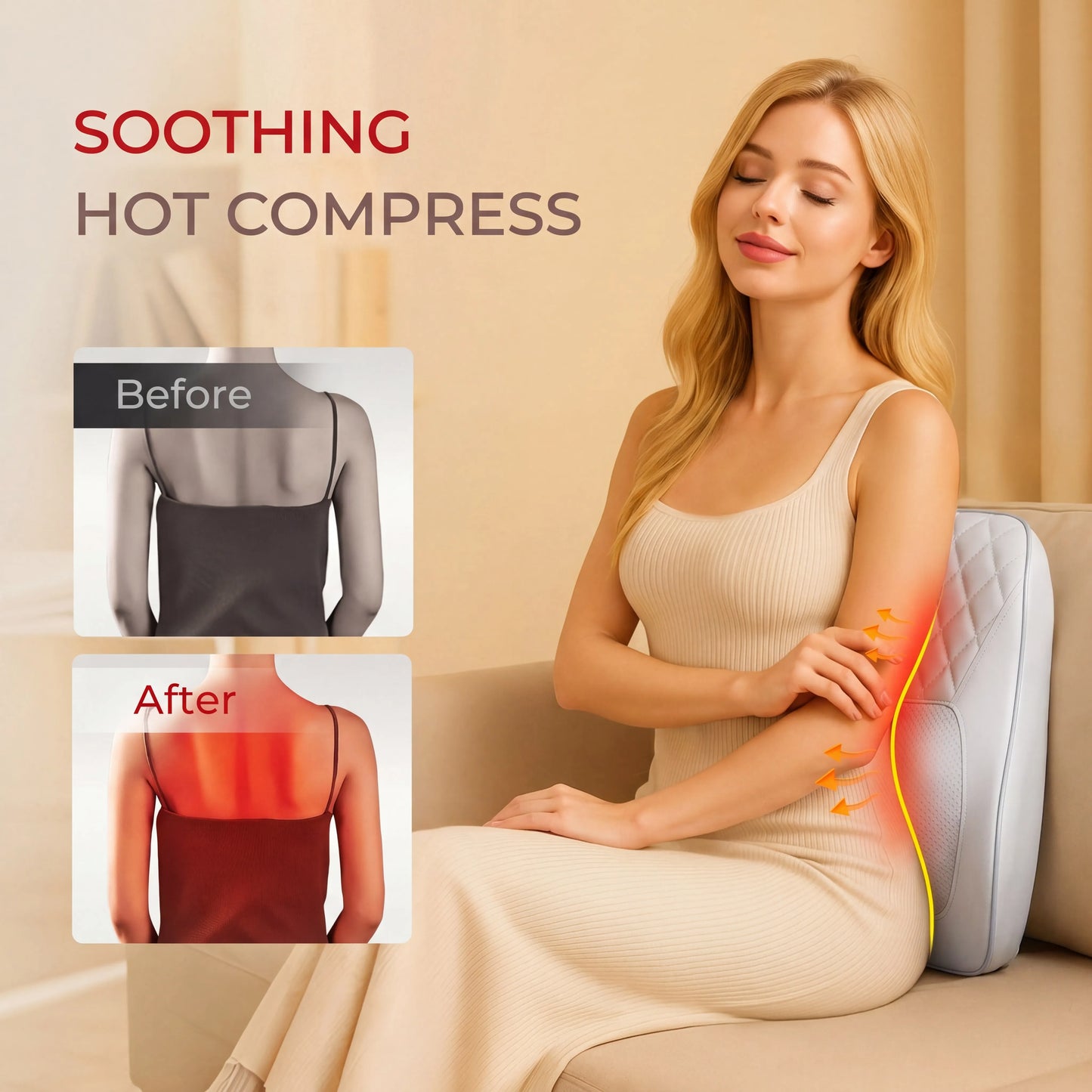 HIMOUTA Neck And Back Massager With Heat 3D Kneading Pillow