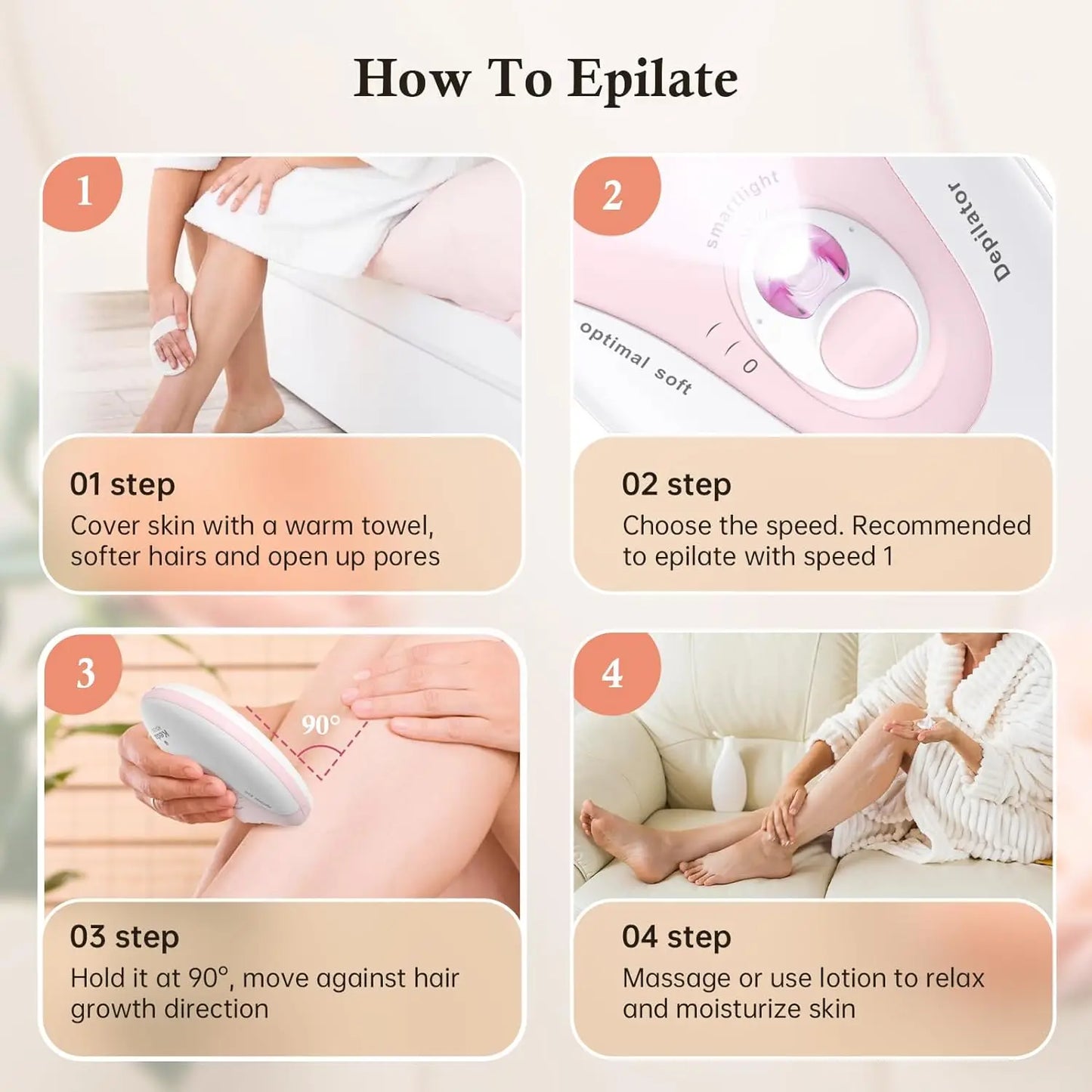 Portable USB Rechargeable Hair Removal Device With Light For Smooth Skin