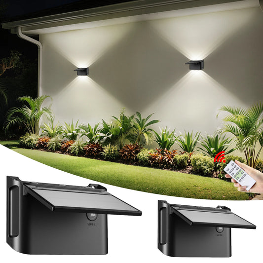 Intelamp IP65 Solar Wall Lights With Remote And Color Modes
