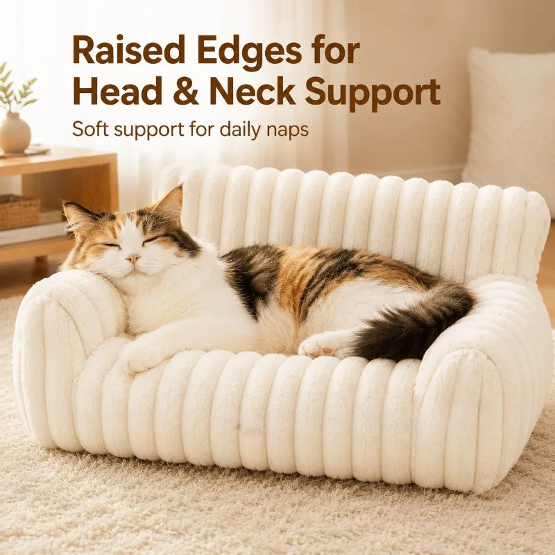 Plush Pet Sofa Bed With Coral Fleece And Removable Cover