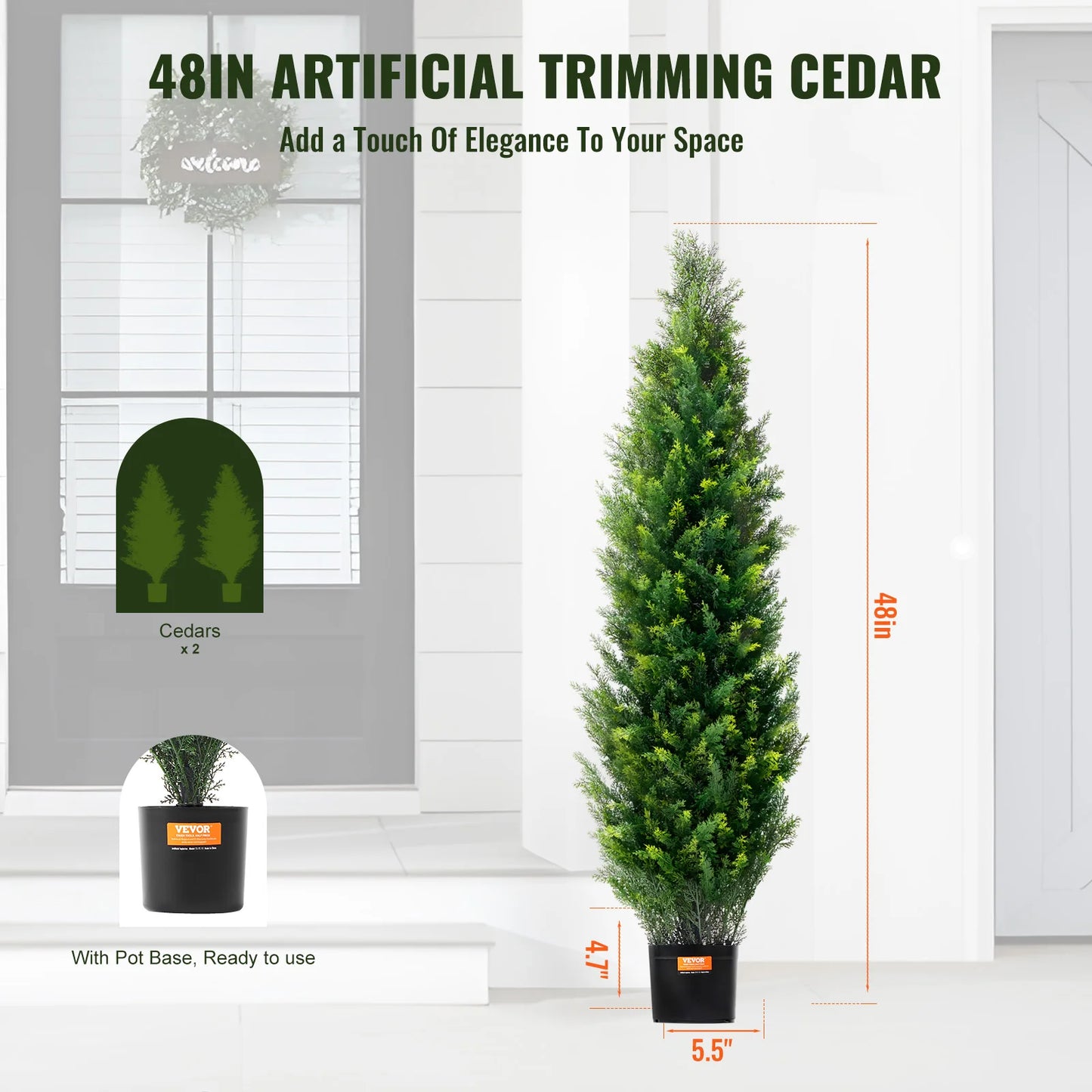 SucceBuy Artificial Cedar Topiary Evergreen Tree For Home Decor