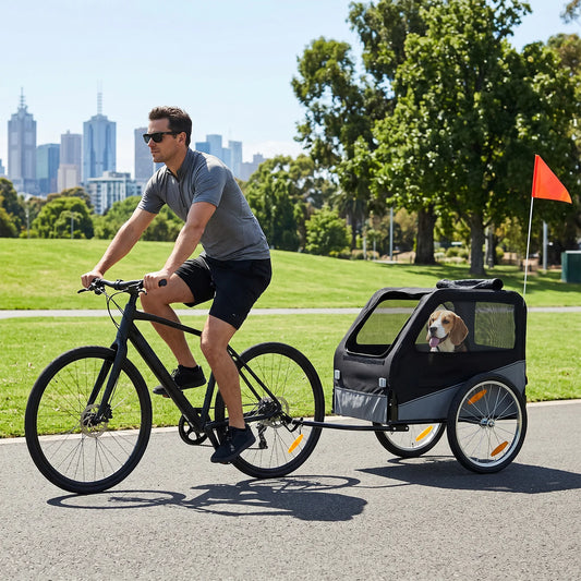 Foldable Dog Bike Trailer With Steel Frame 100 Lbs Capacity