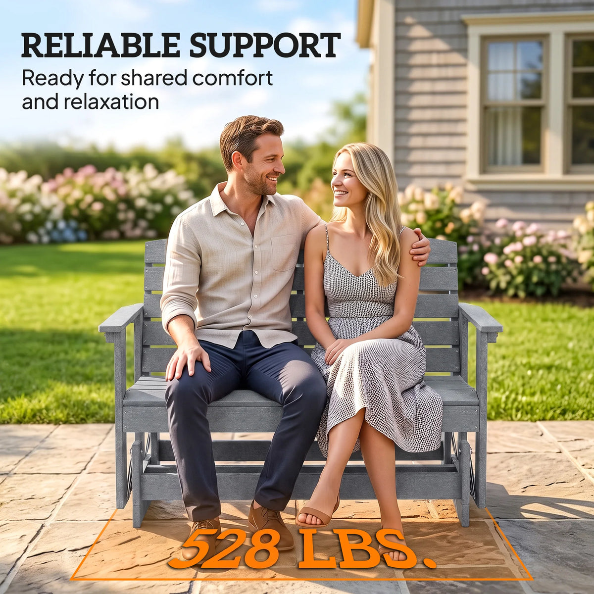 Patio Glider Bench W/ Hdpe Slatted Design Double Rocking Chair