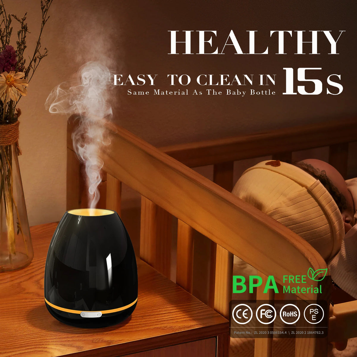 Desktop Aromatherapy Diffuser Cool Mist Air Humidifier 300ML Ultrasonic Essential Oils Diffuser with 7 Colors Light