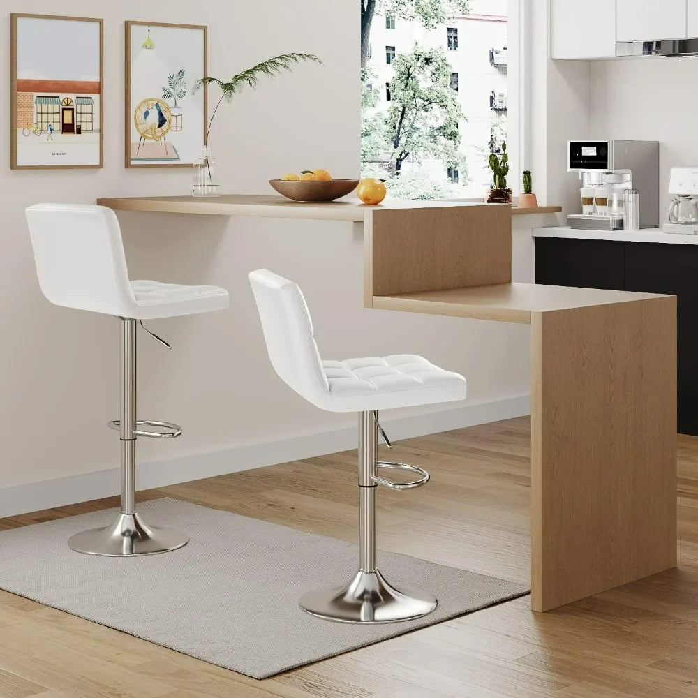 Furmax Modern Swivel Adjustable PU Leather Bar Stools Set of Two