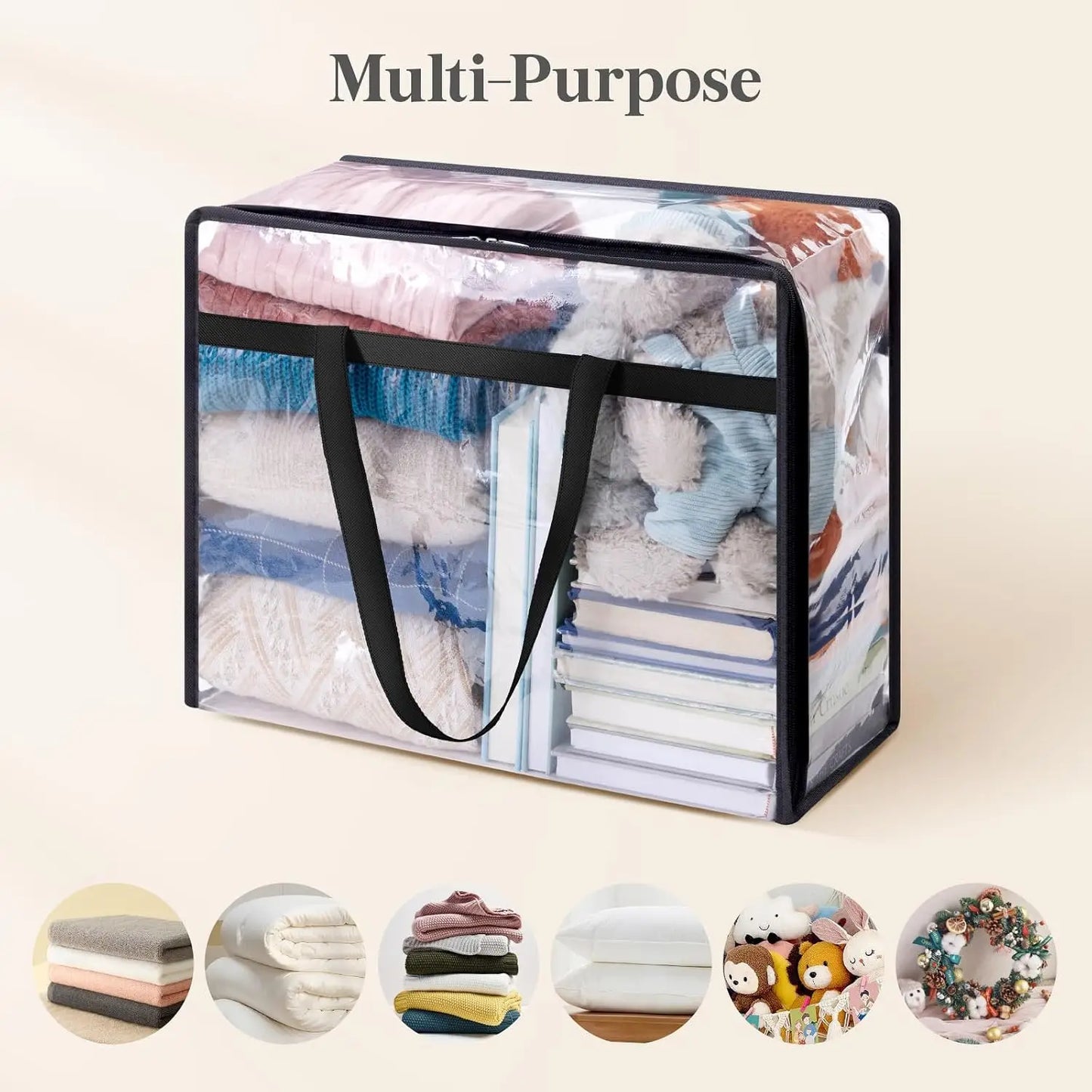 Clear 4 Pack Clothes Storage Bags With Zipper For Bedding