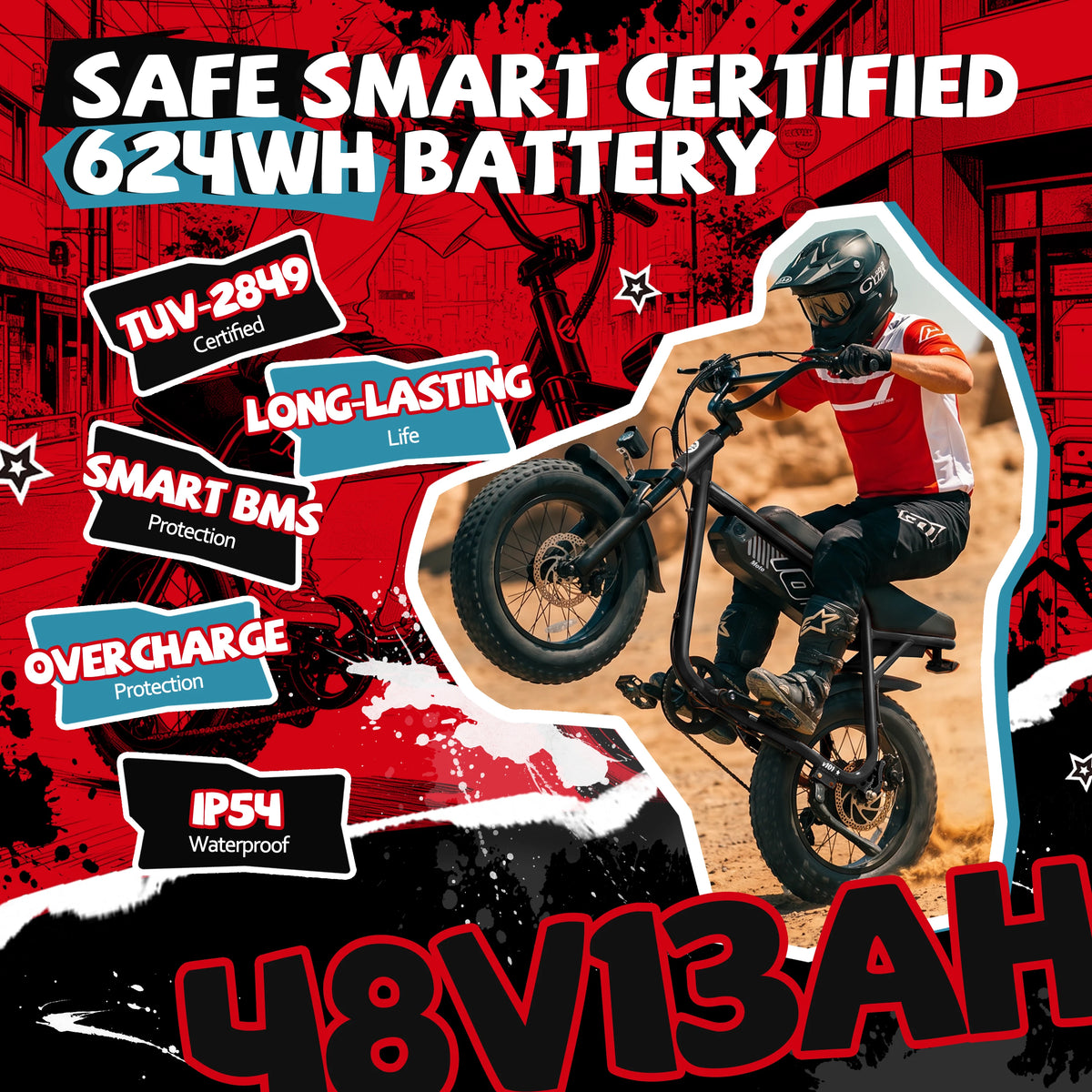 ESKUTE V101 Electric Fat Tire Dirt Bike Ebike 28 MPH