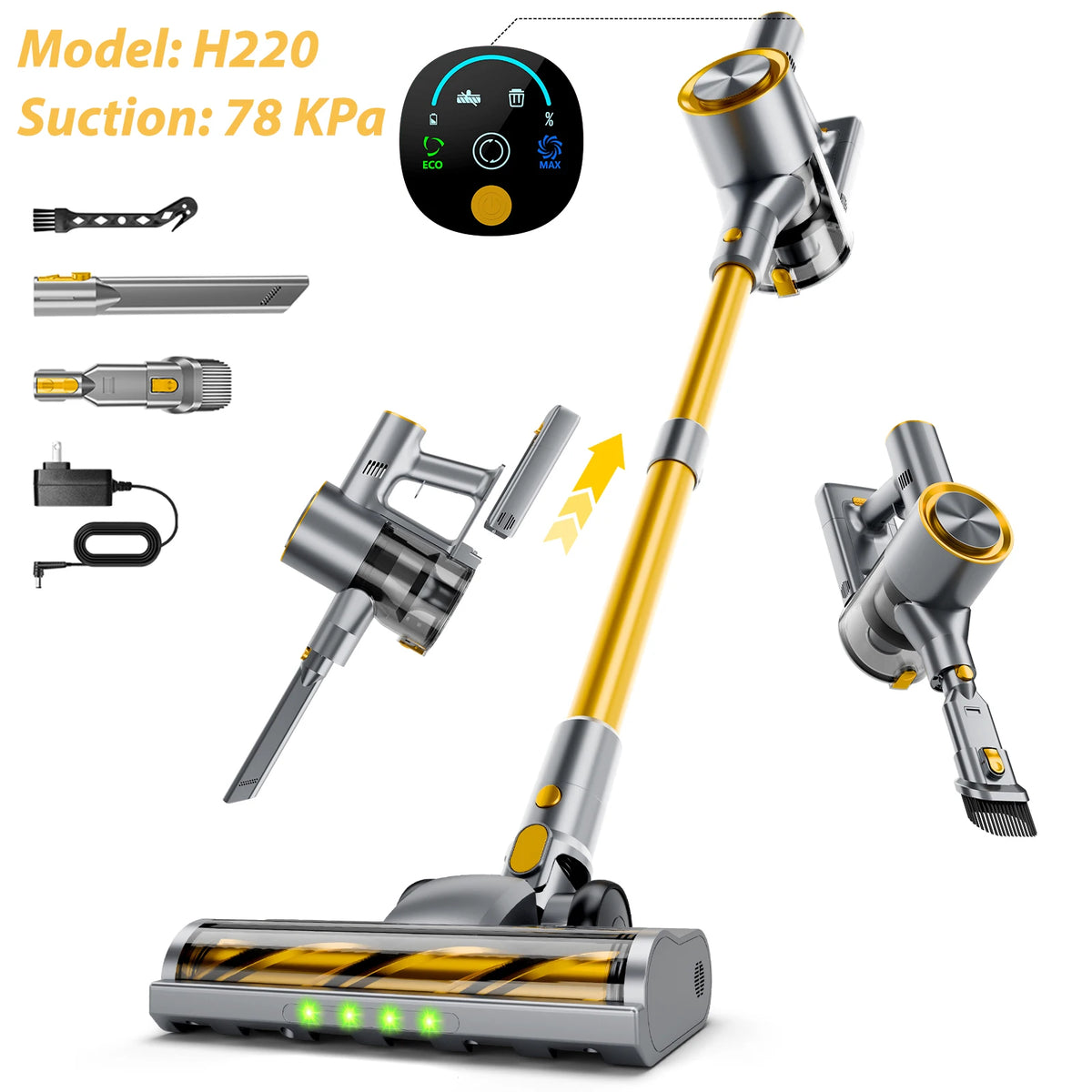 Honki Cordless Stick Vacuum Cleaner Led Display Hepa Filter Turbo