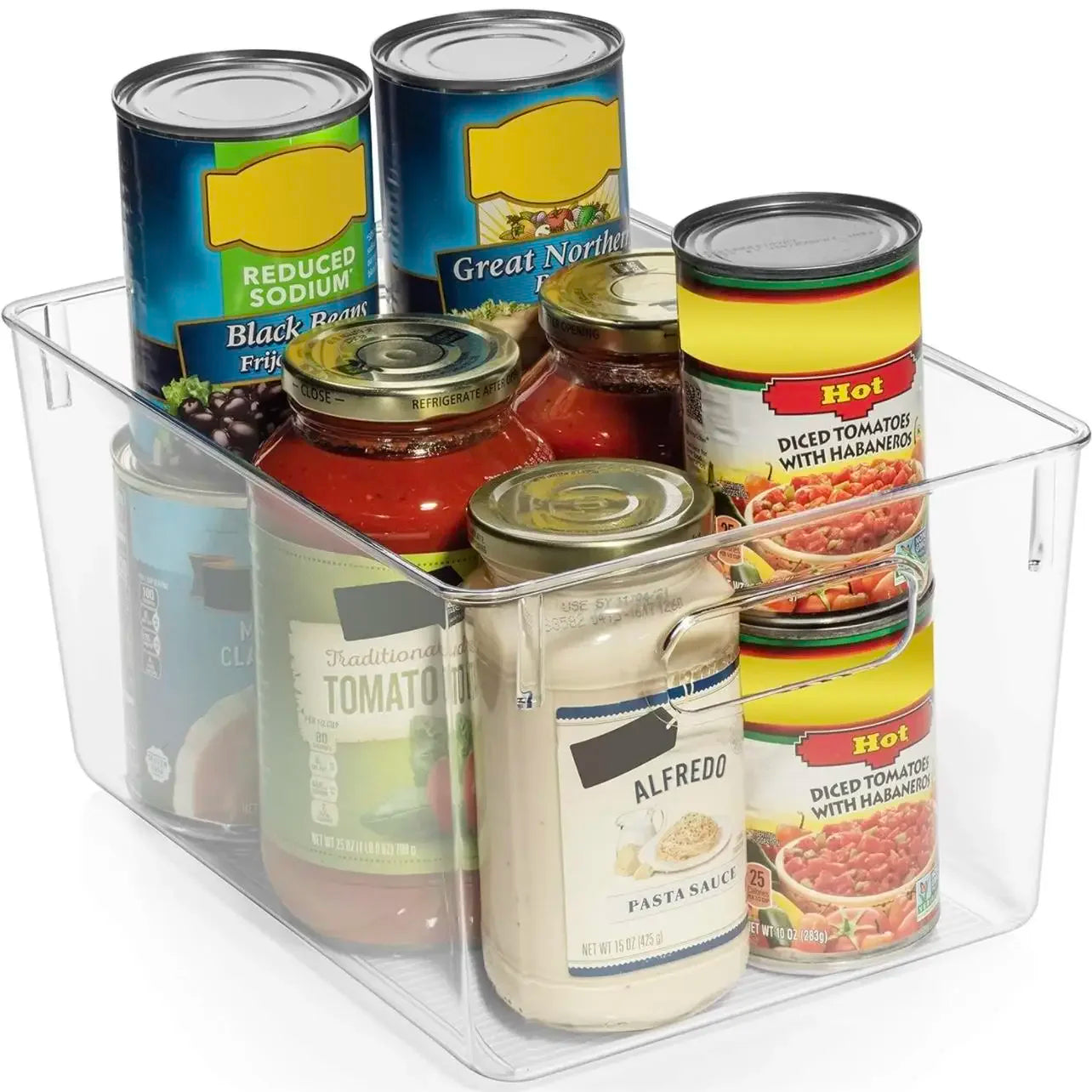Clear Plastic Storage Bins 4 Pack Pantry Fridge Kitchen Organizer