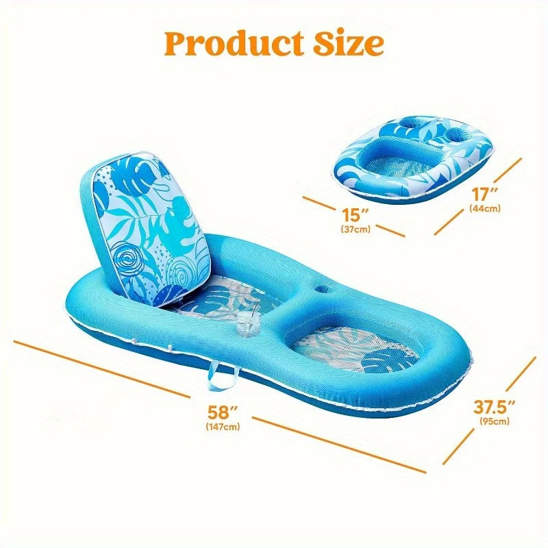 Joyfy Convertible Pool Lounger 2-In-1 With Cup Holders