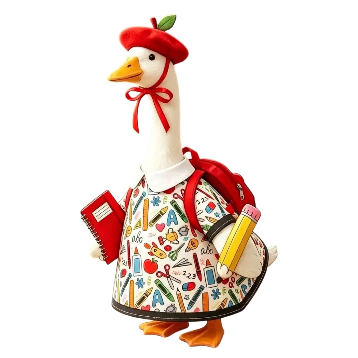 Apple Print Porch Goose School Outfit With Hat And Bag