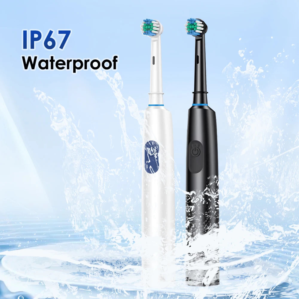 Rotary Electric Toothbrush Rechargeable for Adults, 5 Modes, 4 Heads