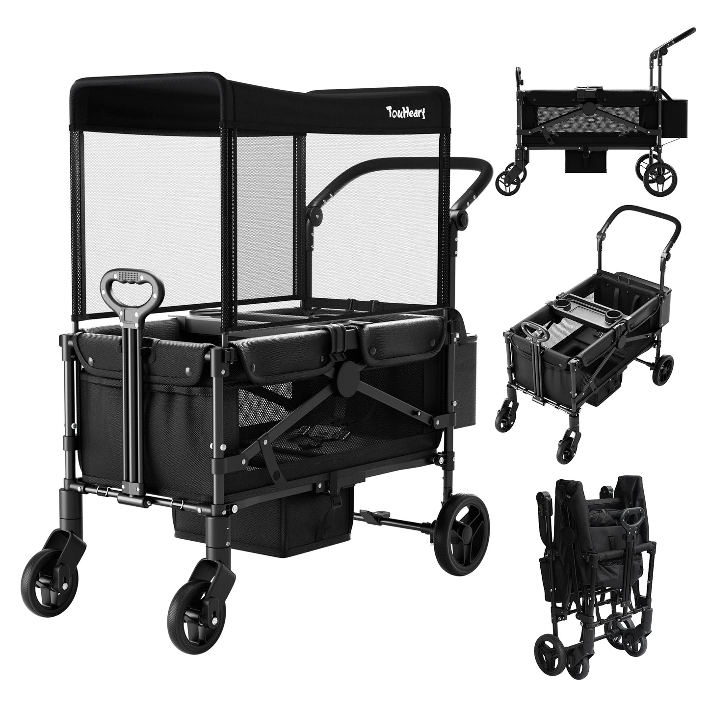 TouHeart 2 Seat Wagon Stroller All Terrain With Canopy