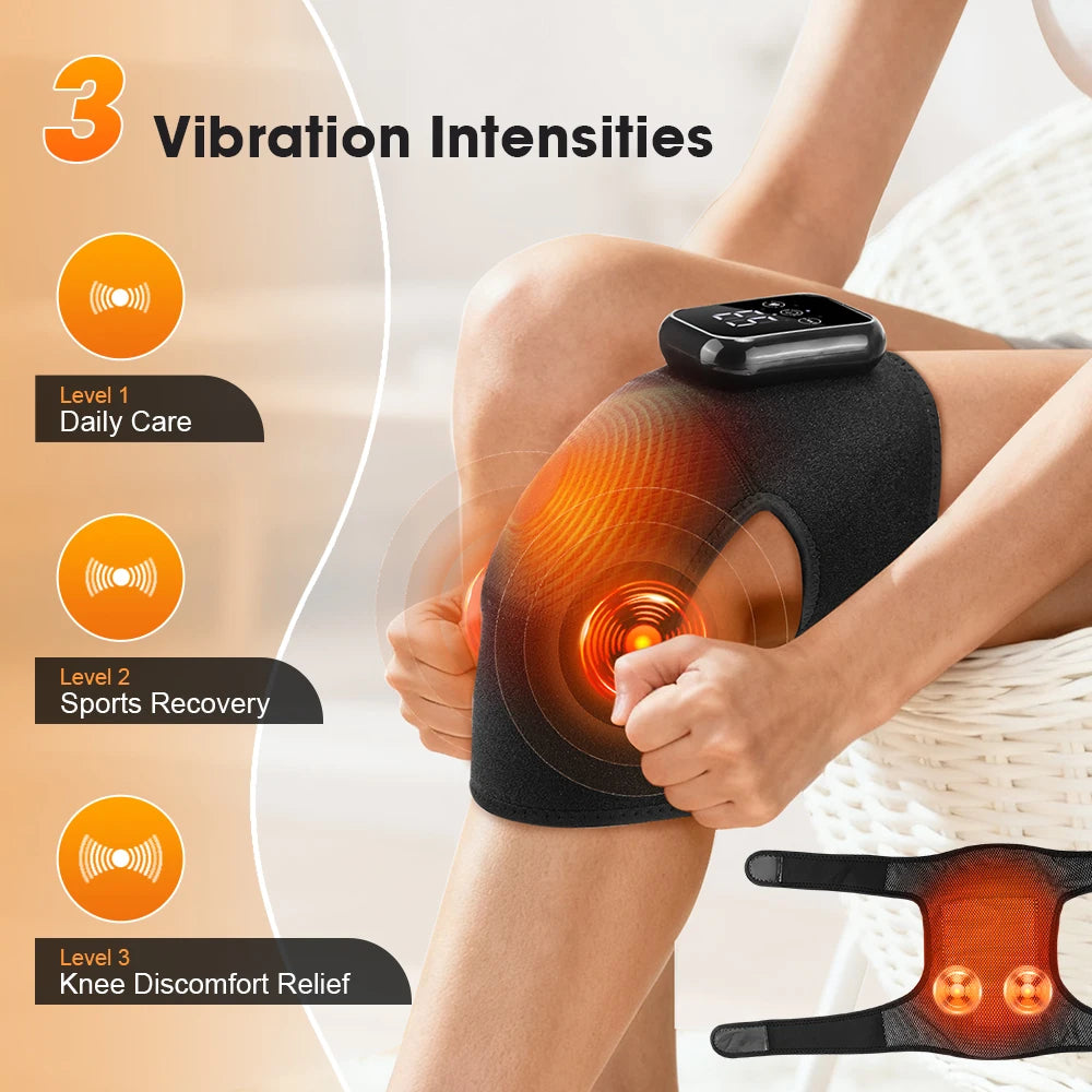 AFDEAL Electric Heated Knee Massage Pad With 3 Level Hot Compress