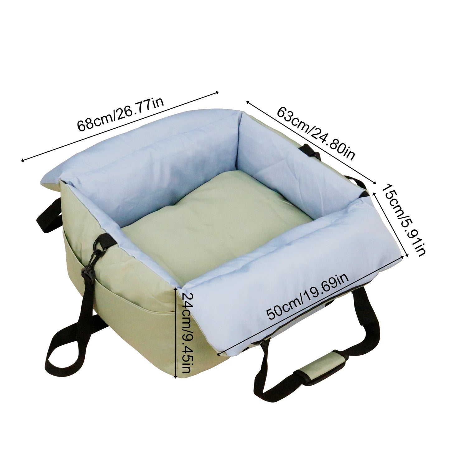 Borwart Portable Dog Car Seat Travel Bed With Safety Belt