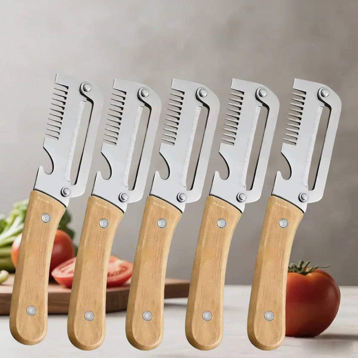Stainless Steel Vegetable Peeler With Wooden Ergonomic Handle