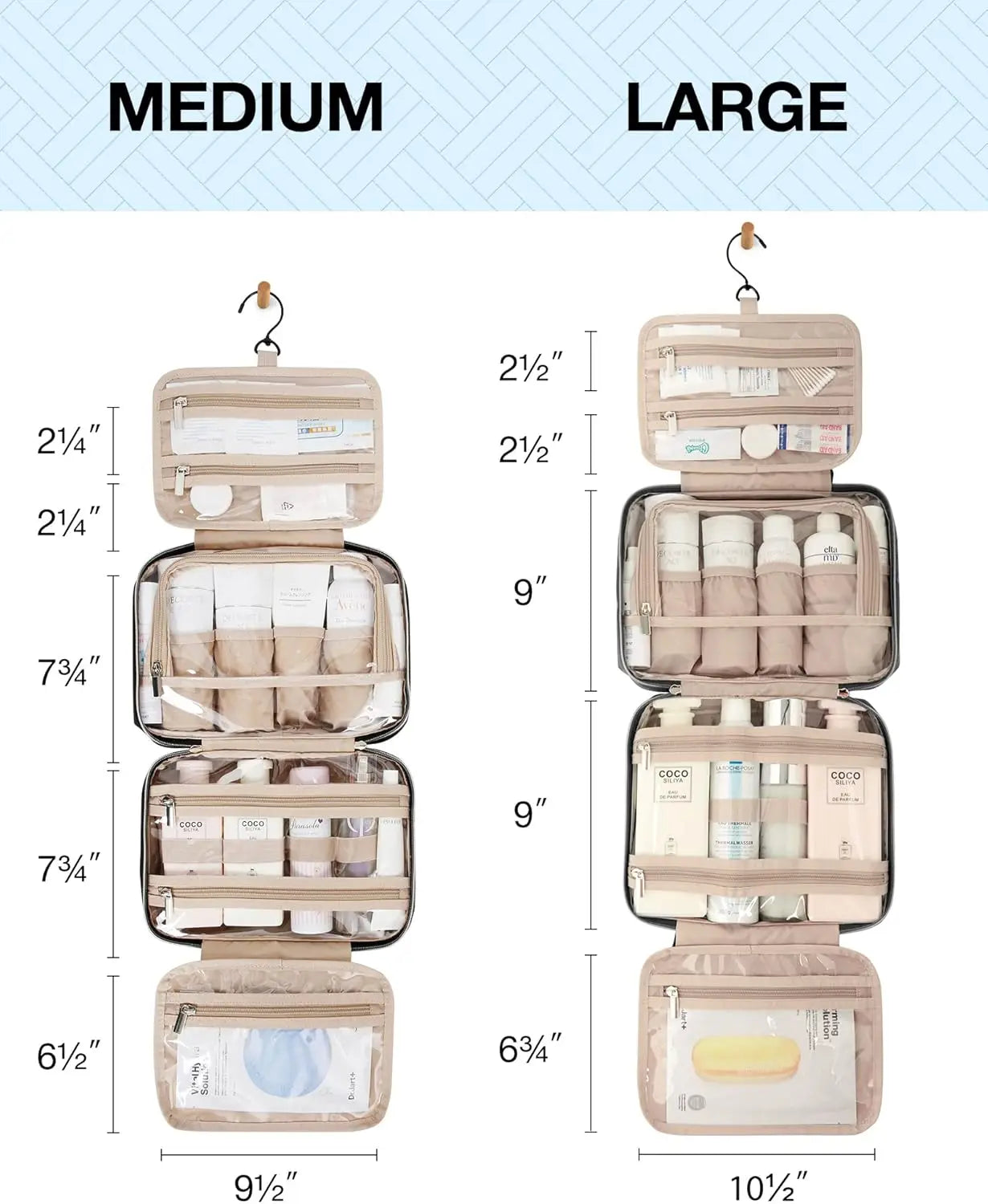 Hanging Toiletry Bag And TSA Transparent Cosmetic Organizer
