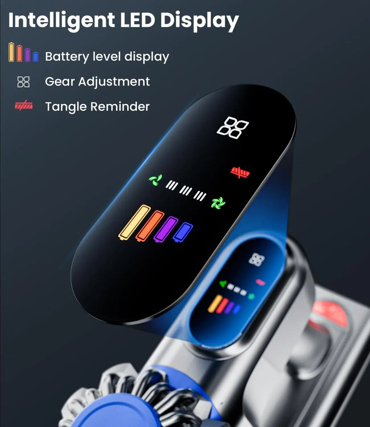 Cordless Stick Vacuum Cleaner LED Display Anti Tangle Wall Mount