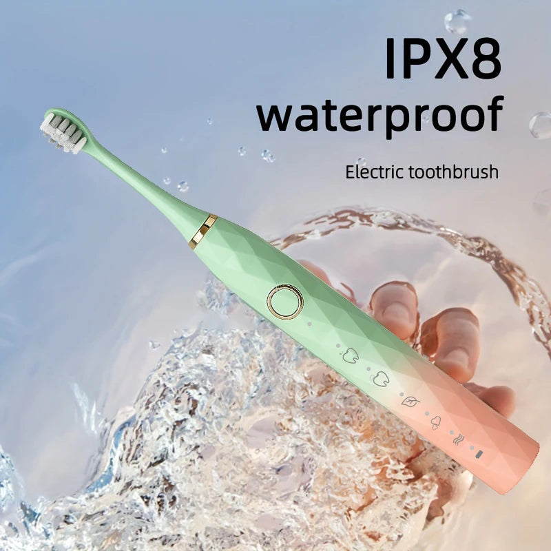 Electric Toothbrush Rotary Cleaning With Timer USB Rechargeable 10 Heads