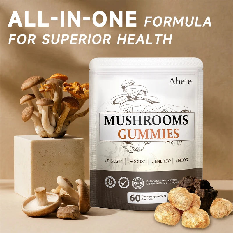 Ahete Mushroom Gummies Seven Mushroom Blend For Digestive Support