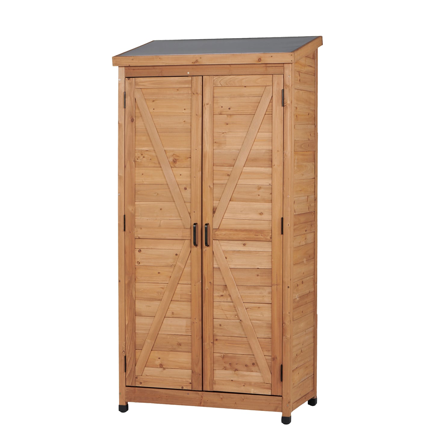 Weatherproof Fir Wood Storage Shed With Metal Roof For Gardening