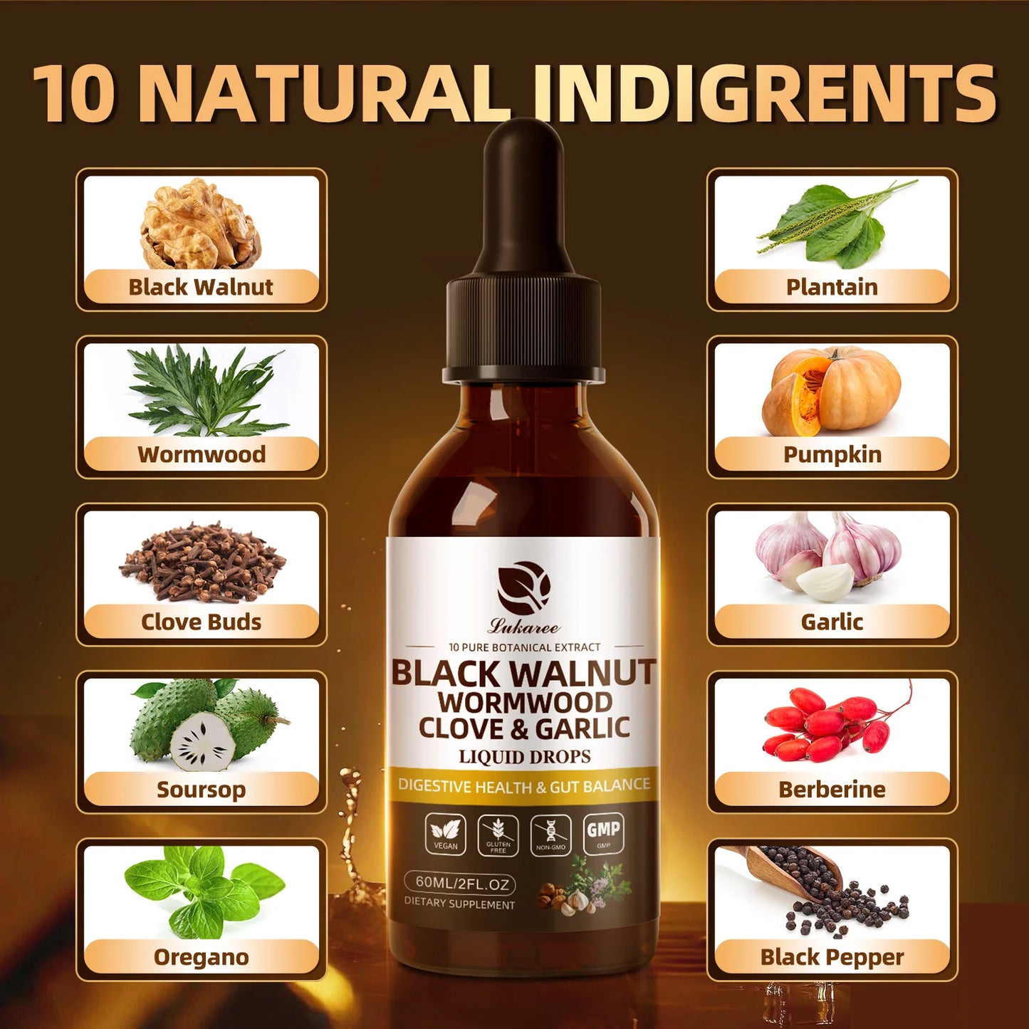 Lukaree Black Walnut Digestive And Immune Support Drops