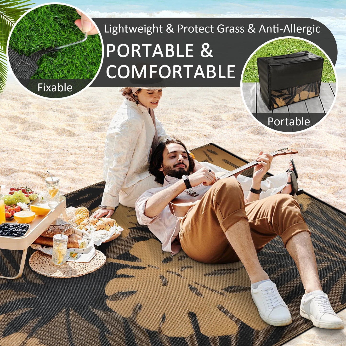 Outdoor Waterproof Polypropylene Rug Recycled Plastic For Patio Deck