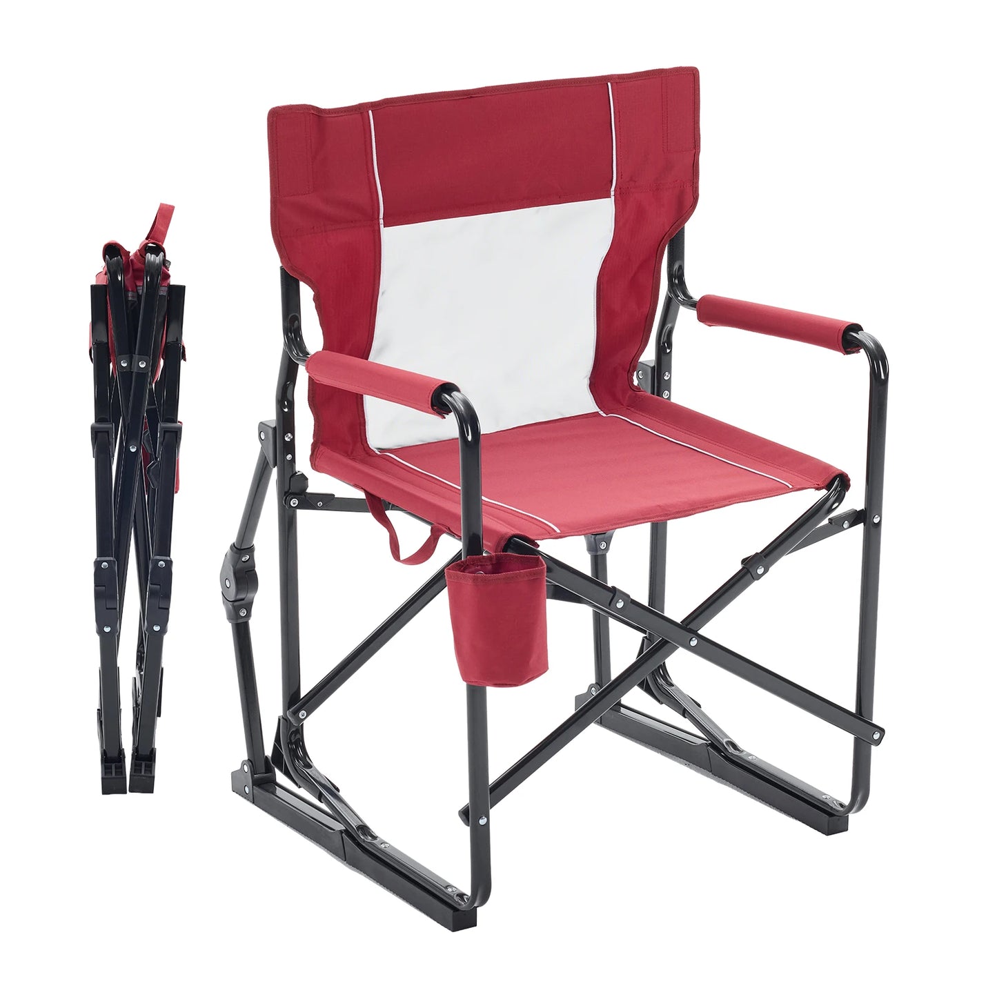 JHK Outdoor Folding Rocking Chair With Mesh Back Portable Patio