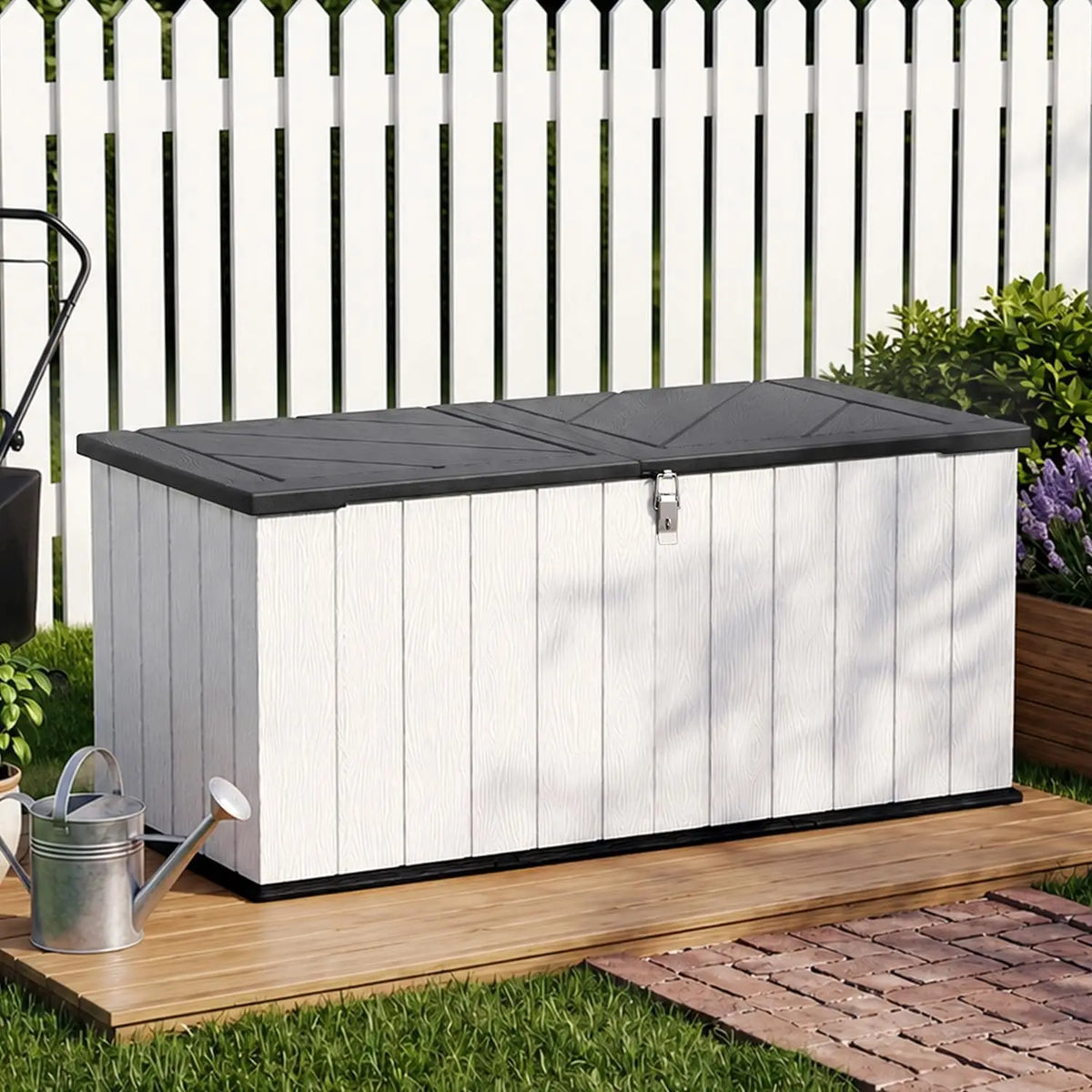 Outdoor Resin Storage Shed Waterproof Cabinet With Smooth Opening Lid
