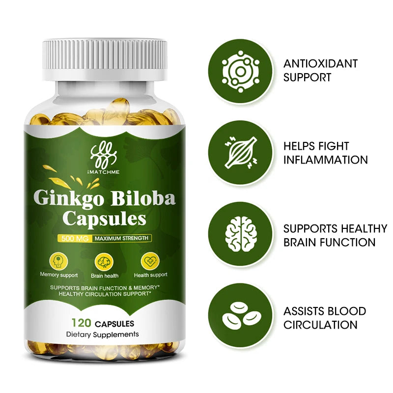 IMATCHME Ginkgo Biloba Extra Strength Brain Support Supplement