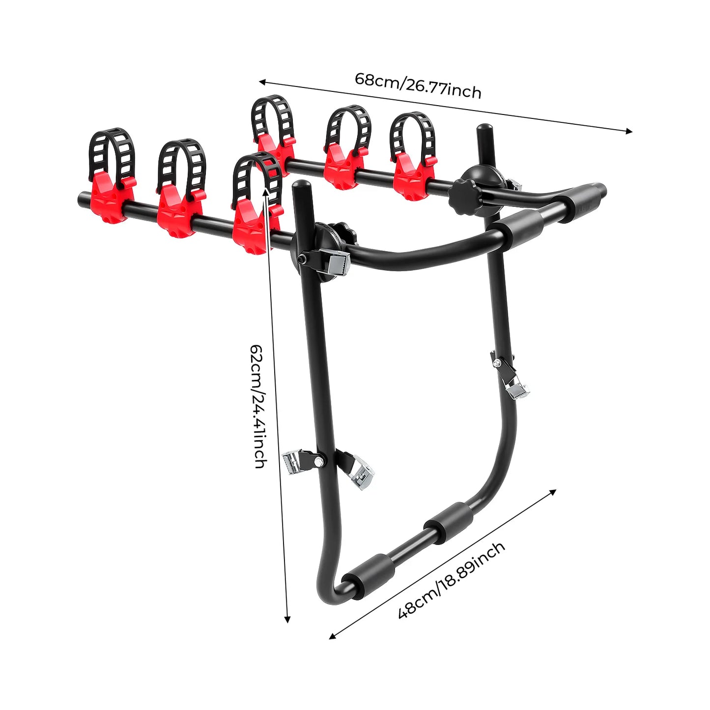 Foldable Car Bike Rack Trunk Mounted Carrier For Three Bicycles