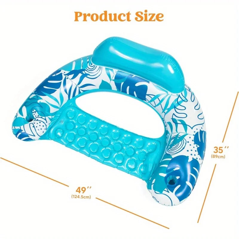 2 Pack Inflatable Pool Chairs Floats Hammock Noodle For Summer Water Fun
