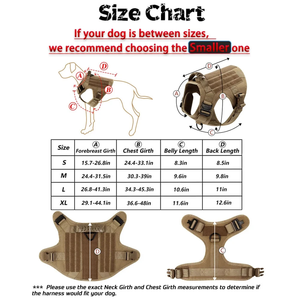 Adjustable Nylon Tactical Dog Harness And Collar Combo For All Sizes