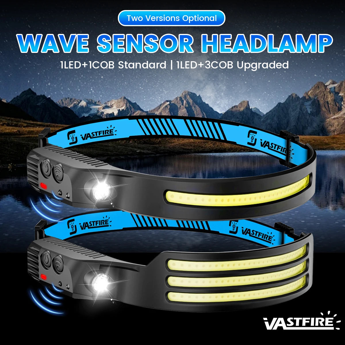 VASTFIRE USB Rechargeable COB LED Headlamp Induction Outdoor
