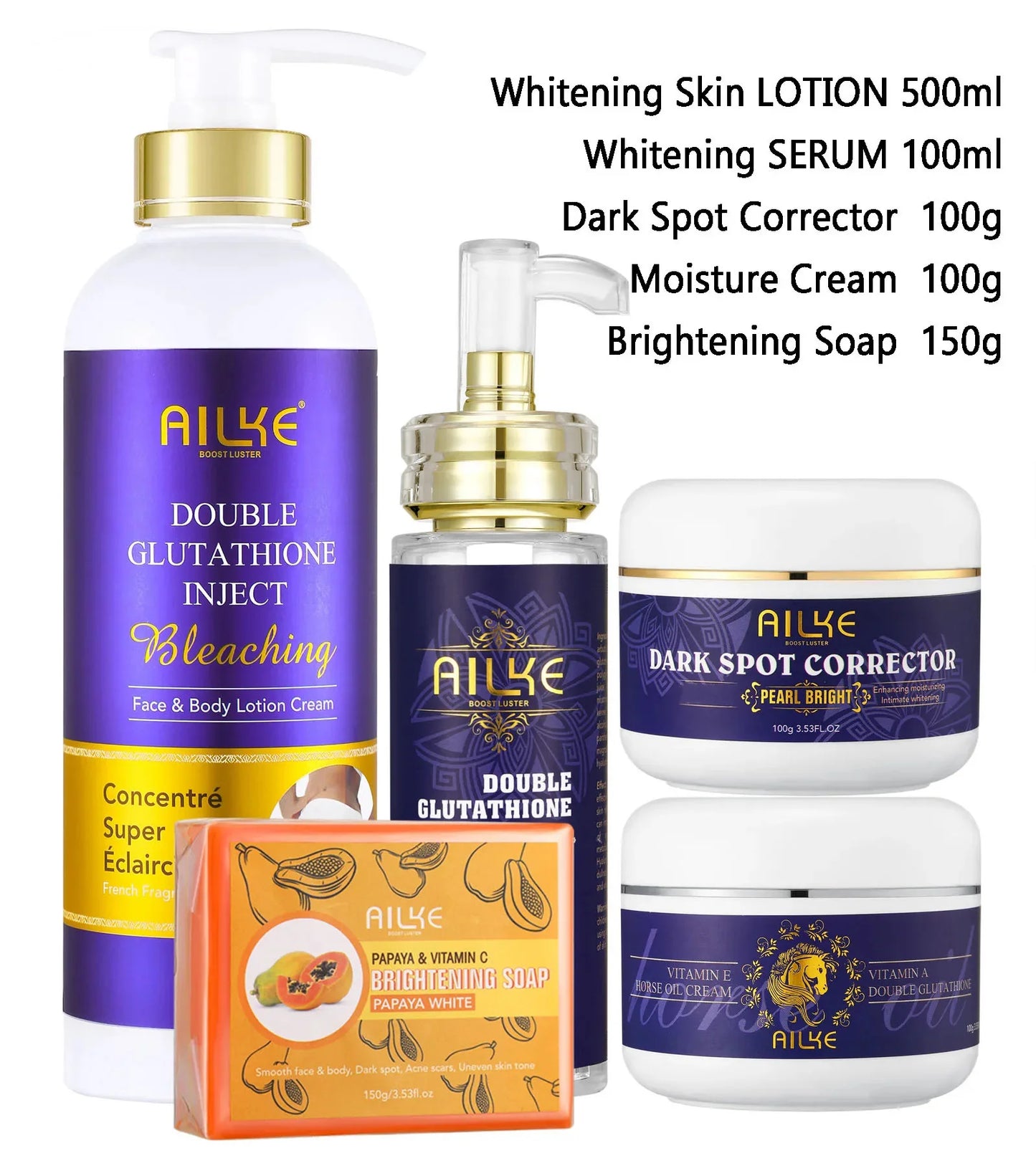 AILKE Glutathione Whitening Skin Care Set For Women Dark Spot Reduction