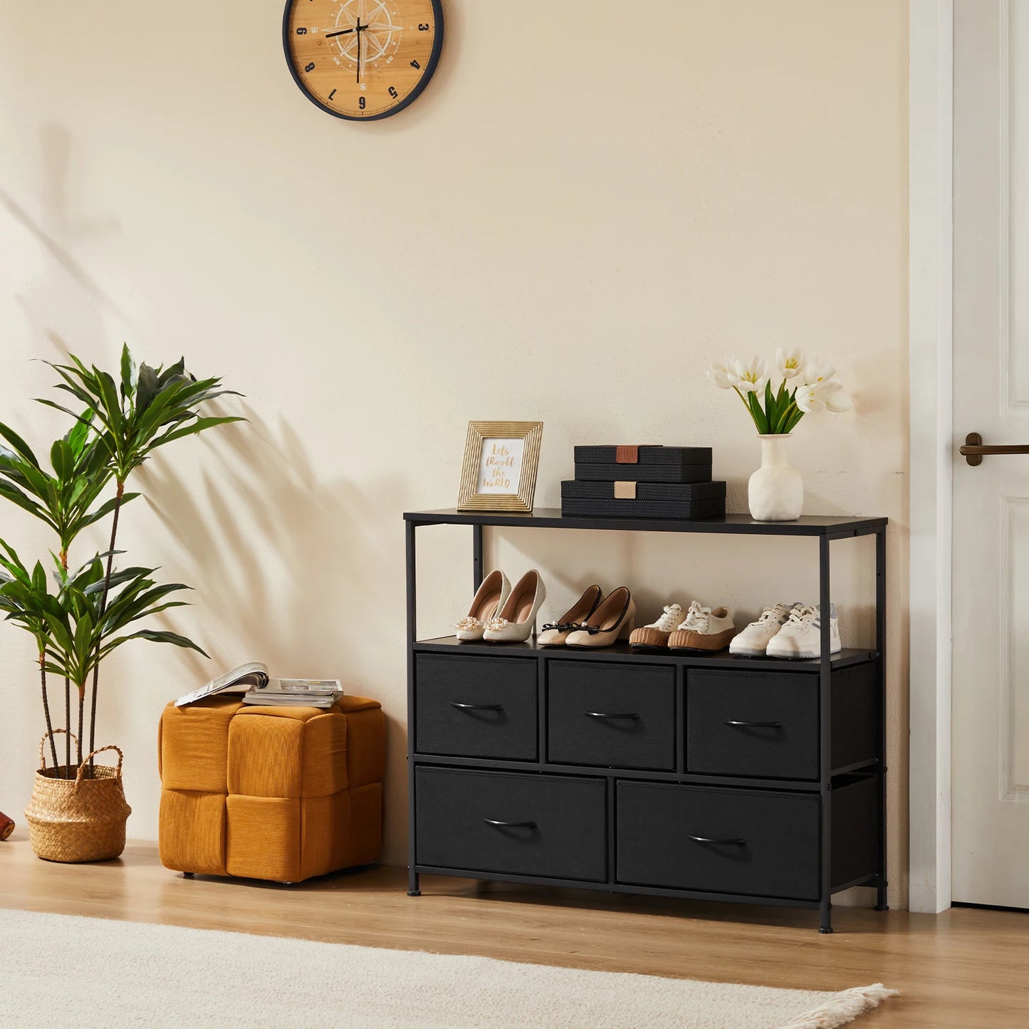 JHK Shoe Cabinet With 5 Drawers Shoe Storage Rack