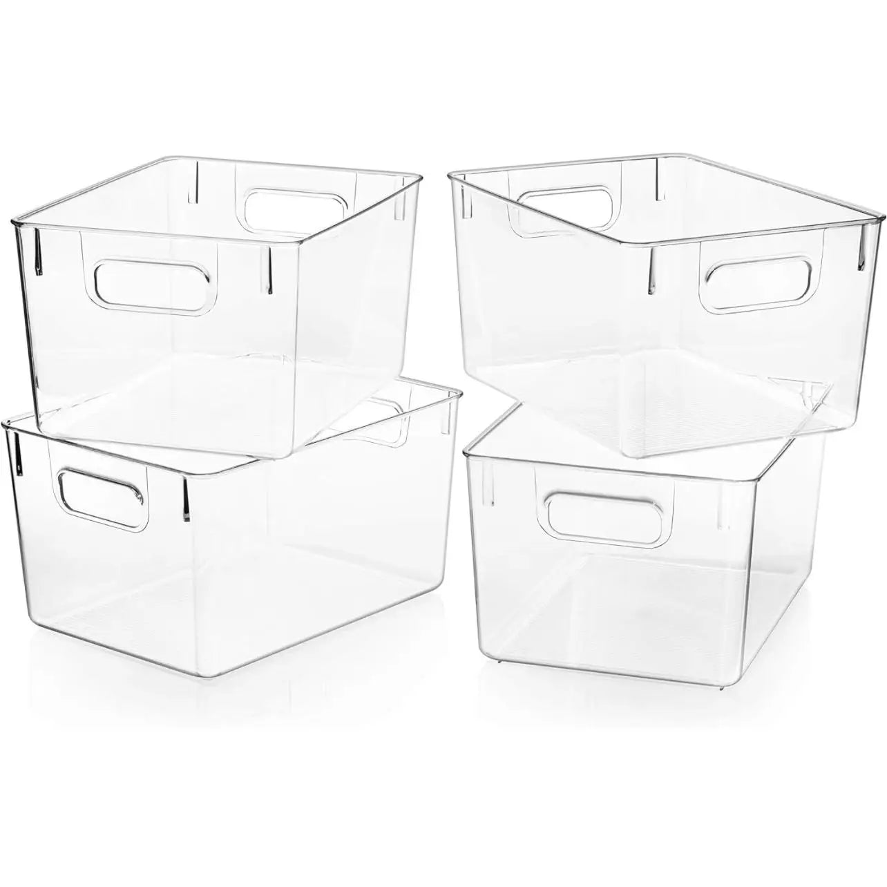Clear Plastic Storage Bins 4 Pack Pantry Fridge Kitchen Organizer