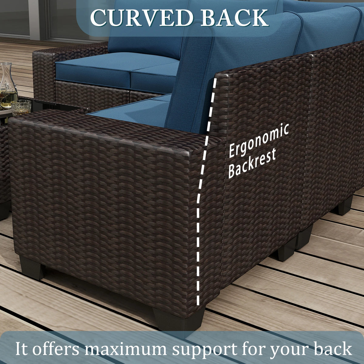 Outdoor Wicker Patio Sofa Set With Waterproof Seating for Gardens