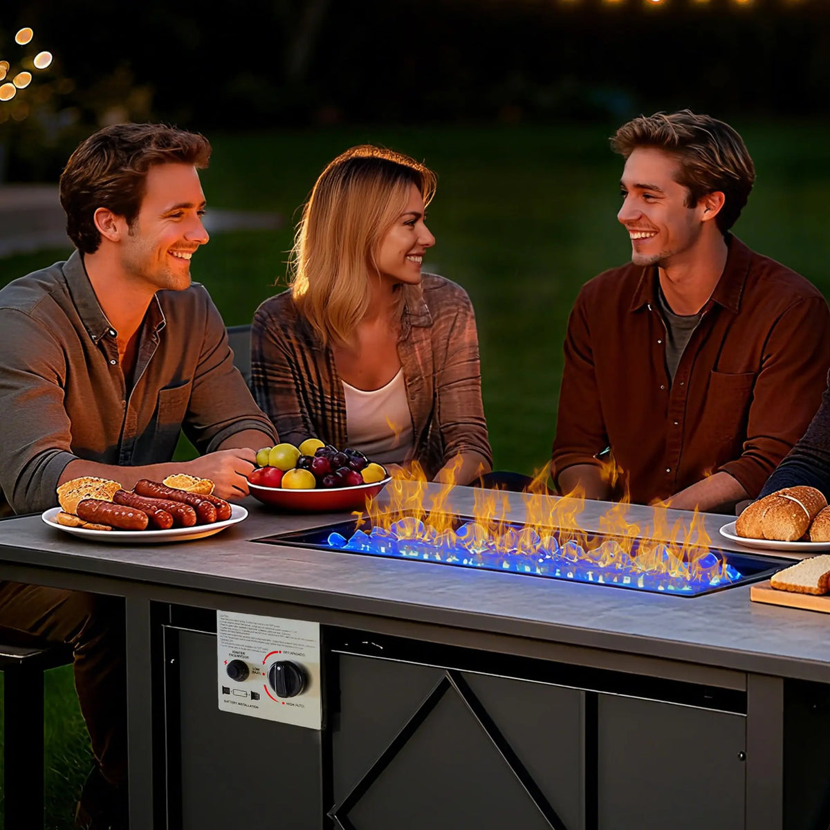 JHK Outdoor Propane Fire Pit Table For Patio Backyard Garden