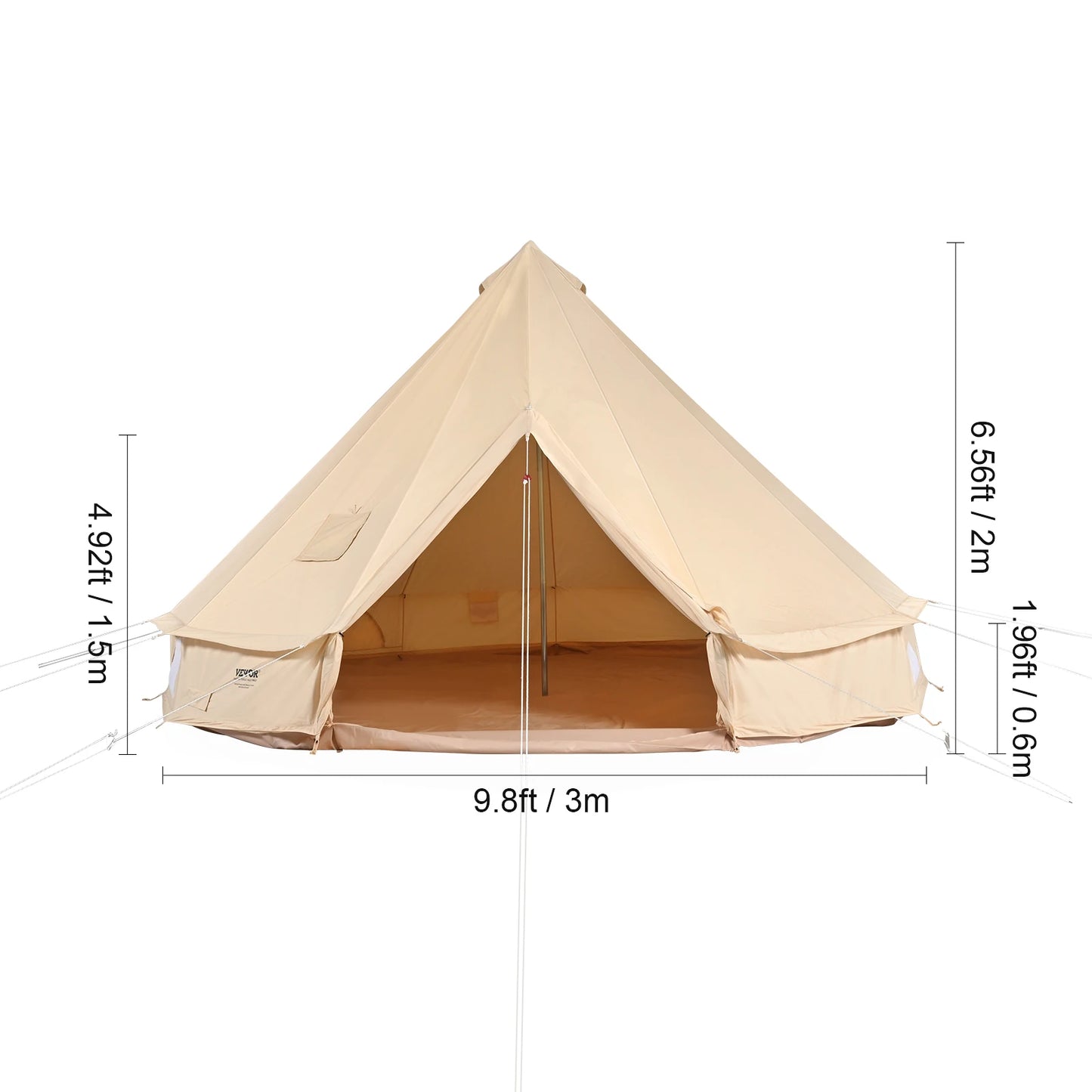SucceBuy Waterproof Canvas Bell Tent For Outdoor Family Camping