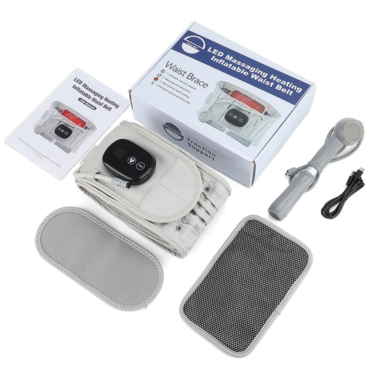 PASTSKY Rechargeable Heating Waist Back Lumbar Traction Massager Red Light