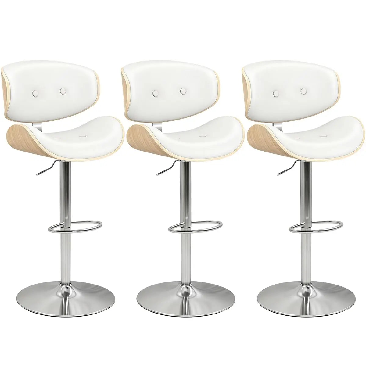 GUANGBAI Adjustable Swivel Bar Stool With Back And Leather Seat