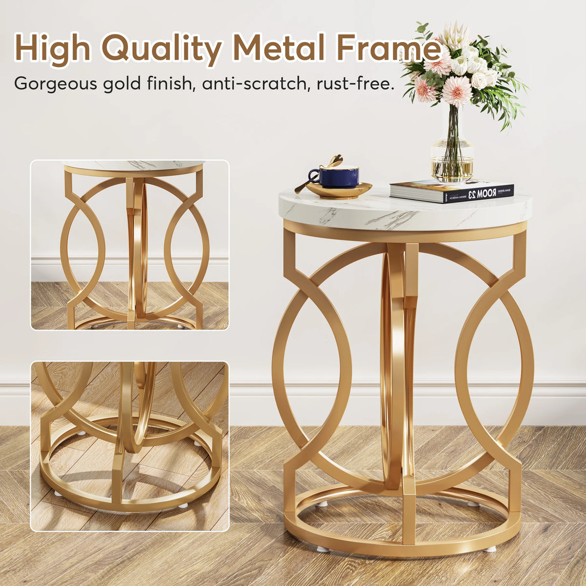 Tribesigns Modern Round End Table With O-Shaped Base