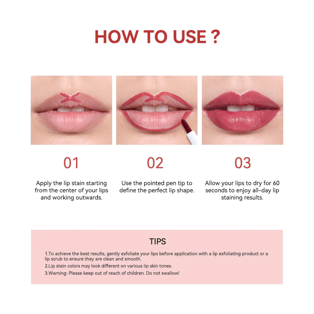 Waterproof Matte Lip Stain Long Lasting Transfer Resistant Lip Tint